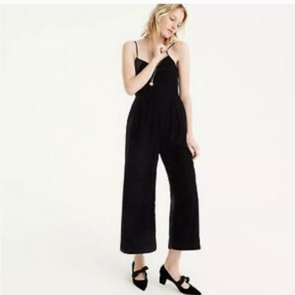 J. CREW Black Velvet Cropped Jumpsuit Size 2 - Picture 2 of 7